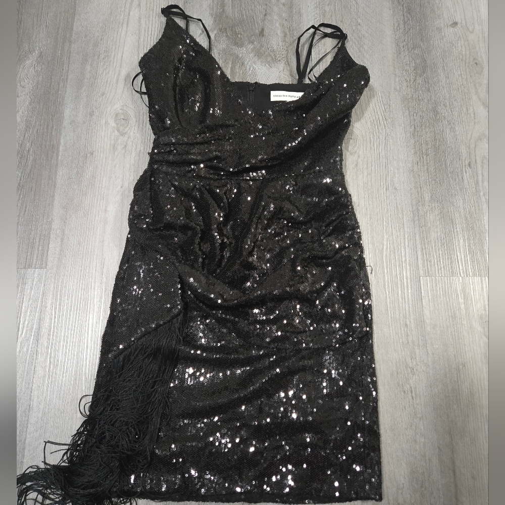 Black Sequin Mini Dress XS